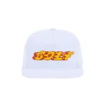 Shop the INFERNO 5 PANEL HAT by GOLF WANG – bold flame graphic cap with flat brim, adjustable strap, and lightweight 5-panel design. Limited edition drop from Tyler, The Creator.
