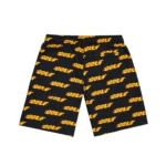 Shop INFERNO LOGO WATER SHORTS by GOLF WANG – flame graphic swim shorts with quick-dry fabric, elastic waist, and bold streetwear design. Limited edition drop from Tyler, The Creator.